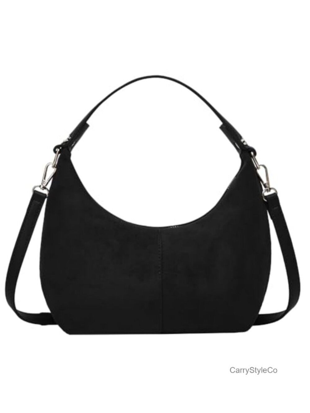Faux Suede Crescent Tote Shoulder Crossbody Handbag for Women